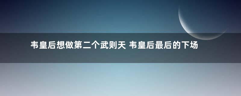 韦皇后想做第二个武则天 韦皇后最后的下场有多惨